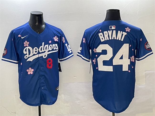 Men's Royal Los Angeles Dodgers Front #8 Back #24 Kobe Bryant 2025 Tokyo Series Limited Stitched Baseball Jersey